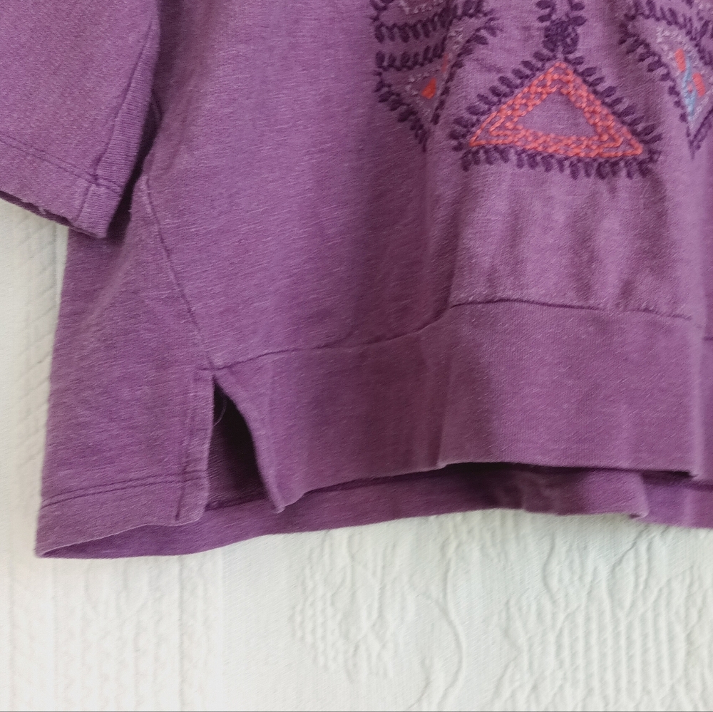 Sonoma Purple Western Sweatshirt Boho Aztec Embroidered Cowgirl Long Sleeve - Picture 5 of 11